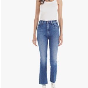 MOTHER The Hustler High Rise Frayed Flare Leg Ankle Jeans